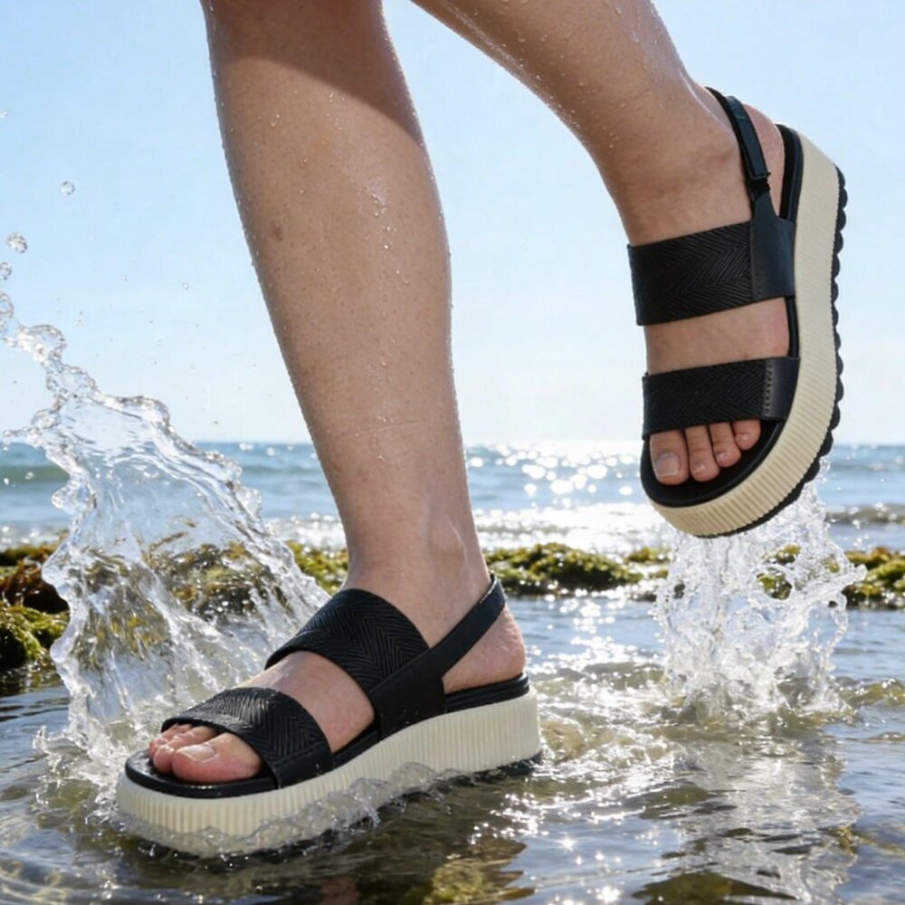 Black And White Vacation Women's Platform Sandals